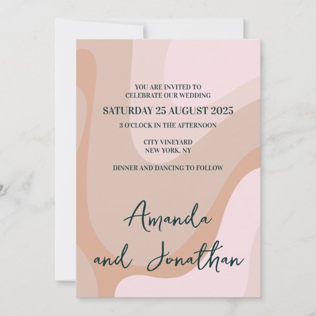 Pink Retro Wave Wedding Invitation (Front)