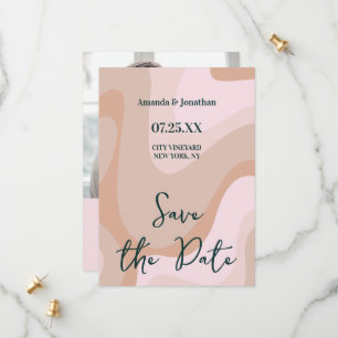 Pink Retro Wave Wedding  Save The Date