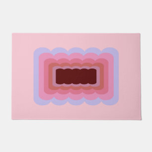Pink Retro Wavy Abstract Doormat