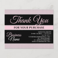 Pink Rhinestone Jewellery Thank You Insert
