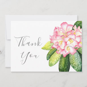 'Pink Rhod' Watercolor Thank You Card
