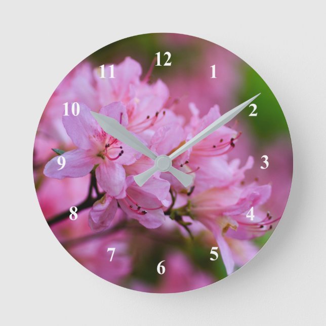 Pink Rhododendron Acrylic wall clock (Front)