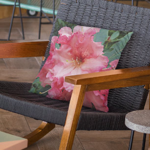 Pink Rhododendron Bloom Floral Cushion