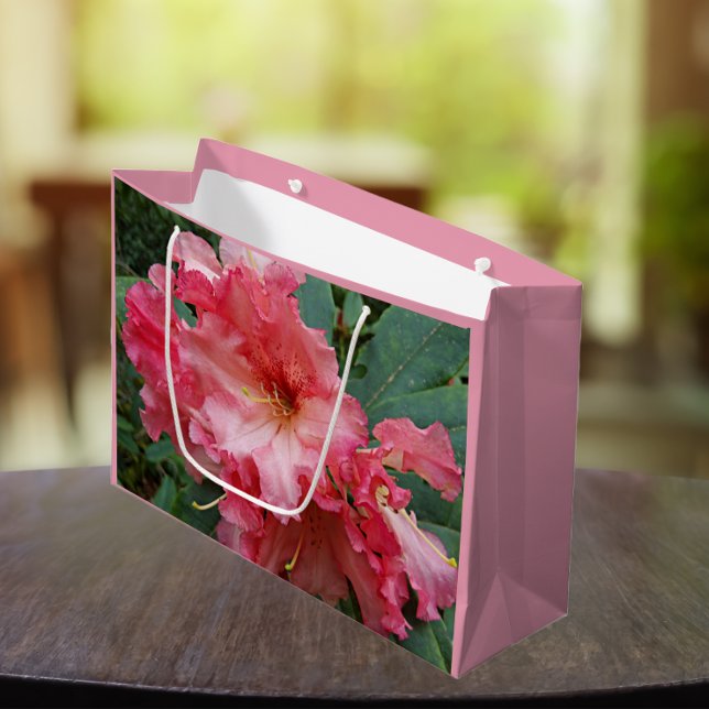 Pink Rhododendron Bloom Floral  Large Gift Bag (In Situ)