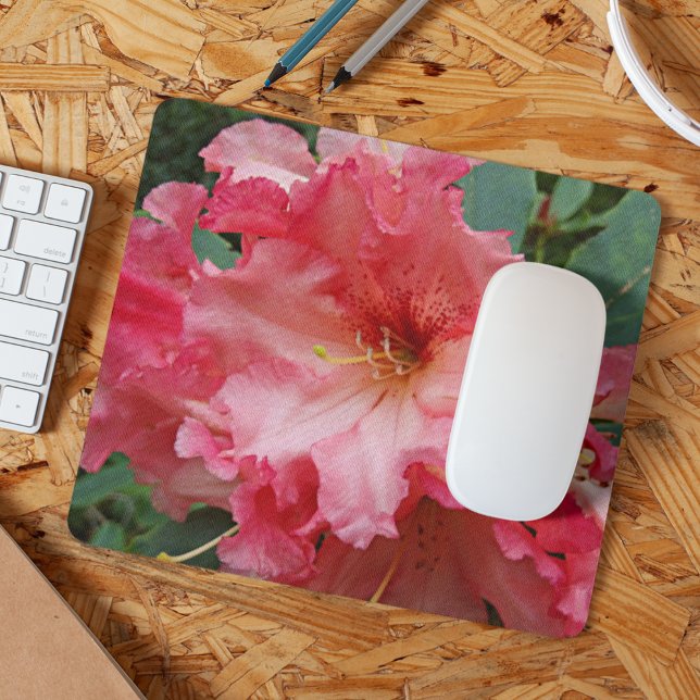 Pink Rhododendron Bloom Floral Mouse Pad (In Situ)