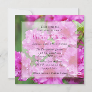 Pink Rhododendron Bridal Shower Invitation