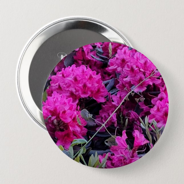 Pink Rhododendron Flowers 10 Cm Round Badge (Front & Back)