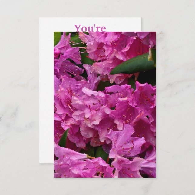 Pink Rhododendron Flowers Invitation (Front/Back)
