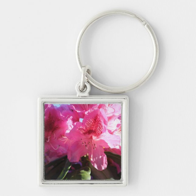 pink rhododendron flowers key ring (Front)