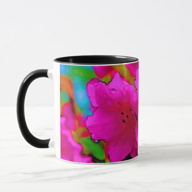 Pink Rhododendron Flowers Mug (Left)