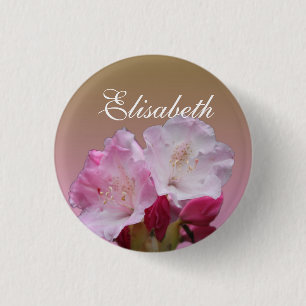 pink rhododendron flowers name button