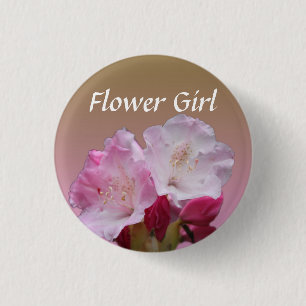 pink rhododendron flowers wedding button