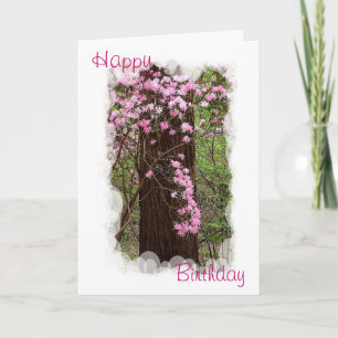 Pink Rhododendrons Birthday Card