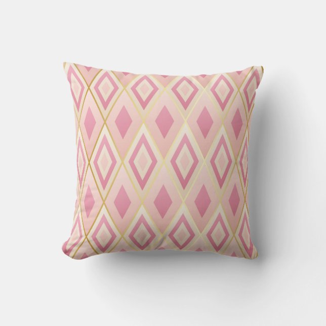 Pink rhombus shapes geometric seamless pattern cushion (Front)