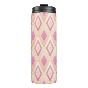 Pink rhombus shapes geometric seamless pattern thermal tumbler
