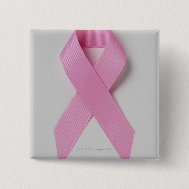 Pink ribbon 15 cm square badge (Front)