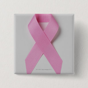Pink ribbon 15 cm square badge