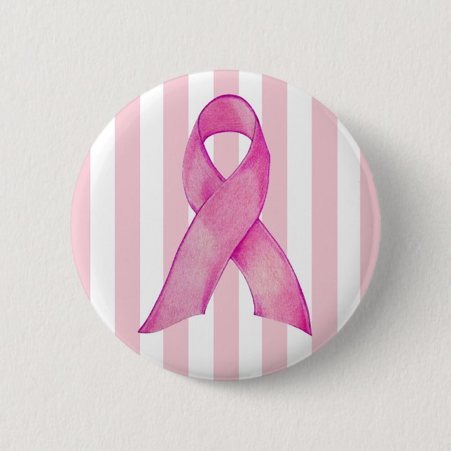 Pink Ribbon 6 Cm Round Badge (Front)