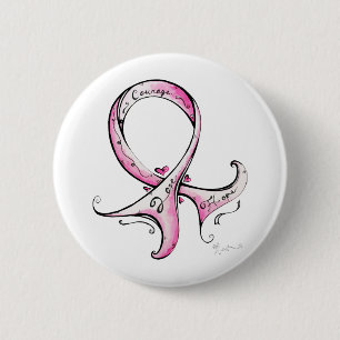Pink Ribbon 6 Cm Round Badge