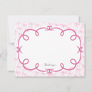 Pink Ribbon and Stripes Thank You Card