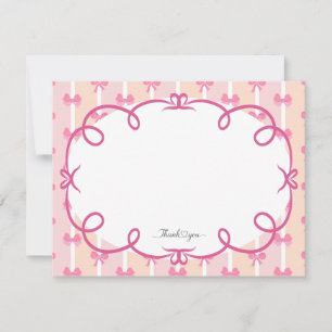 Pink Ribbon and Stripes Thank You Card