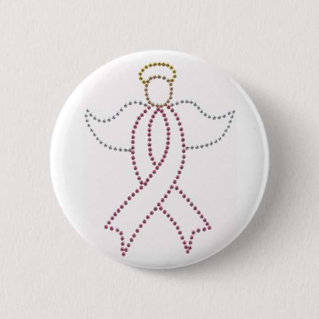Pink Ribbon Angel 6 Cm Round Badge (Front)