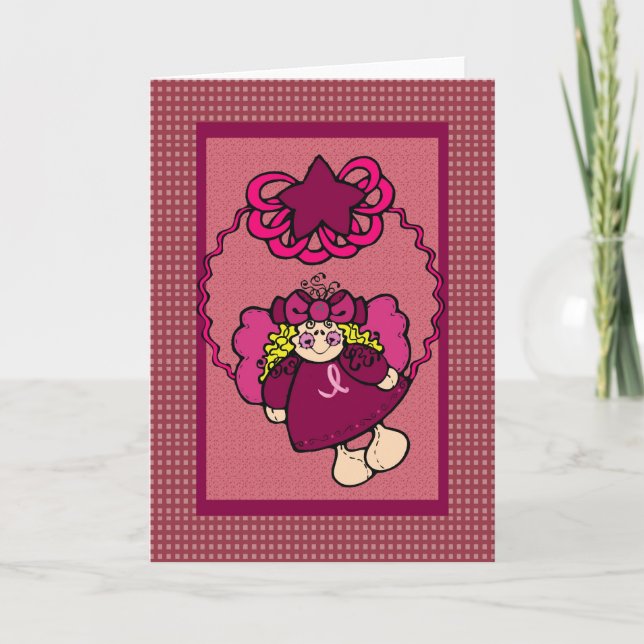 pink ribbon angel holiday card (Front)