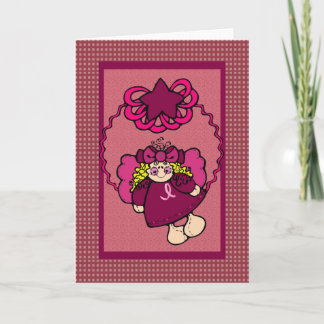pink ribbon angel holiday card