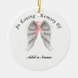 Pink Ribbon Angel Wings Memory X-Mas Ornament