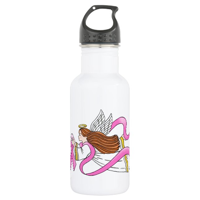 "Pink Ribbon" Awareness Angel 532 Ml Water Bottle (Front)