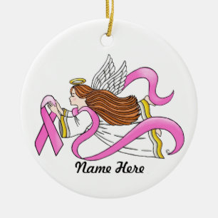 "Pink Ribbon" Awareness Angel Ceramic Ornament