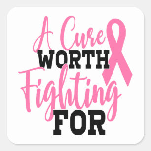 Pink Ribbon Awareness Breast Cancer Square Sticker