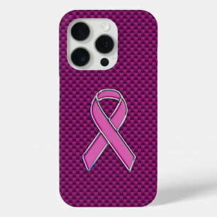 Pink Ribbon Awareness Carbon Fibre iPhone 15 Pro Case
