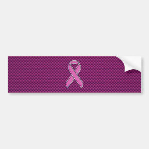 Pink Ribbon Awareness Carbon Fibre Decor Bumper Sticker