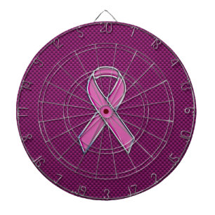 Pink Ribbon Awareness Carbon Fibre Decor Dartboard