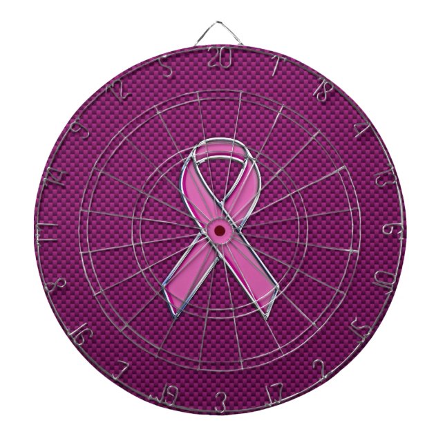 Pink Ribbon Awareness Carbon Fibre Decor Dartboard (Front)