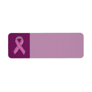 Pink Ribbon Awareness Carbon Fibre Decor Return Address Label
