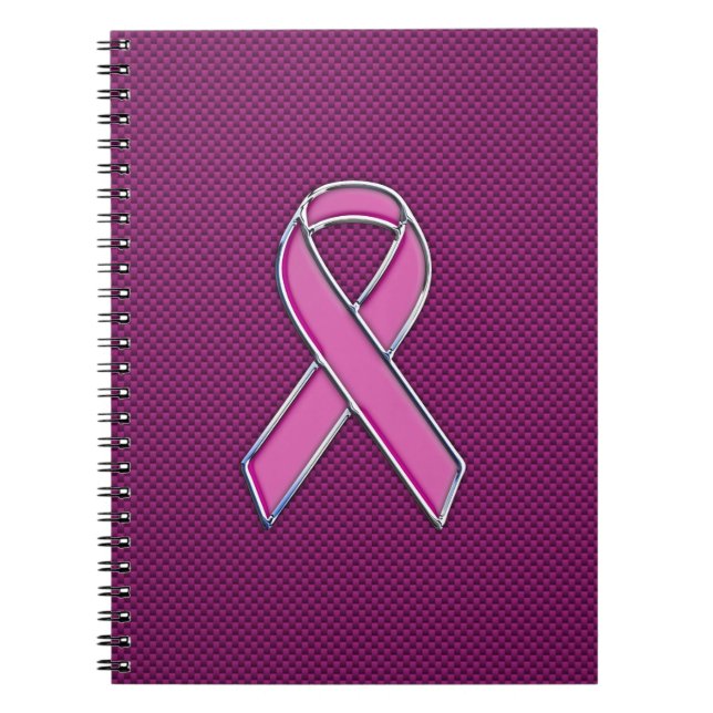 Pink Ribbon Awareness Fuchsia Carbon Fibre Notebook (Front)
