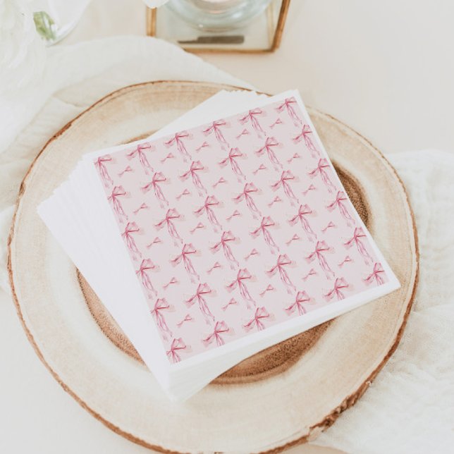 Pink Ribbon Baby Shower Paper Napkins Girl Bow (Creator Uploaded)