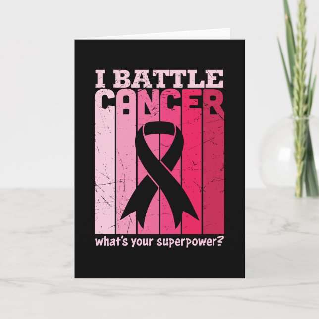 Pink Ribbon Battle Cancer Survivor Support Warrior Card (Front)