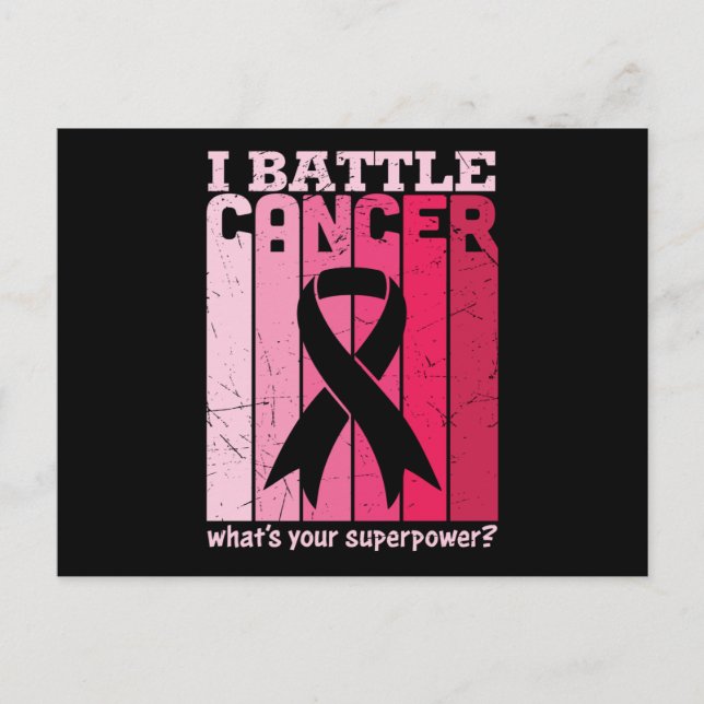 Pink Ribbon Battle Cancer Survivor Support Warrior Postcard (Front)