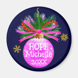 Pink Ribbon Bauble Magnet