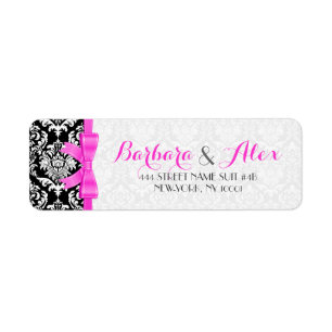 Pink Ribbon Black And White Damasks 2 Return Address Label