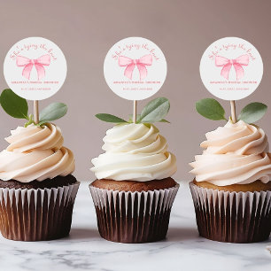 Pink  Ribbon Blush Bridal Shower Classic Round Sticker