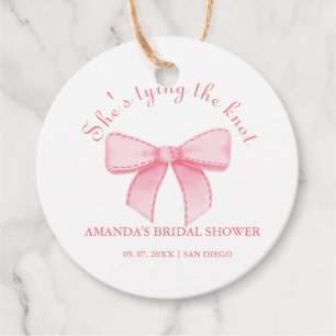 Pink Ribbon Blush Bridal Shower Favour Tags