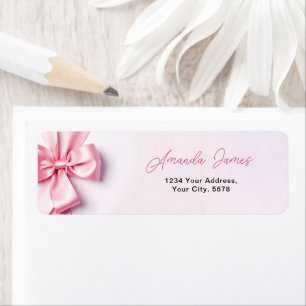 Pink Ribbon Bow Address Return Address Label