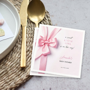 Pink Ribbon Bow Baby Shower Sweet Little Girl Napkin