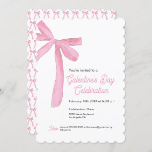 Pink Ribbon Bow Girly modern Galentine's day  Invitation