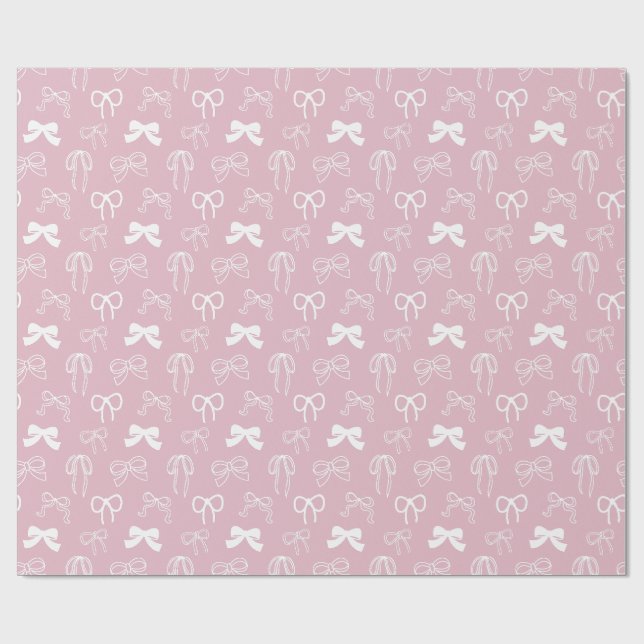 Pink Ribbon Bow Pattern Wrapping Paper (Flat)