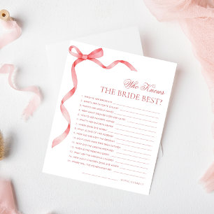 Pink Ribbon Bow Who Knows the Bride Best Game